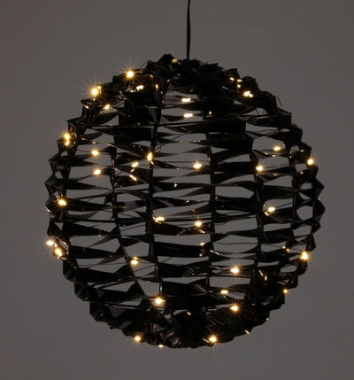 Verlichte Bal – Shiny Black – 25 cm – 60 Micro-LED – Twisted Model