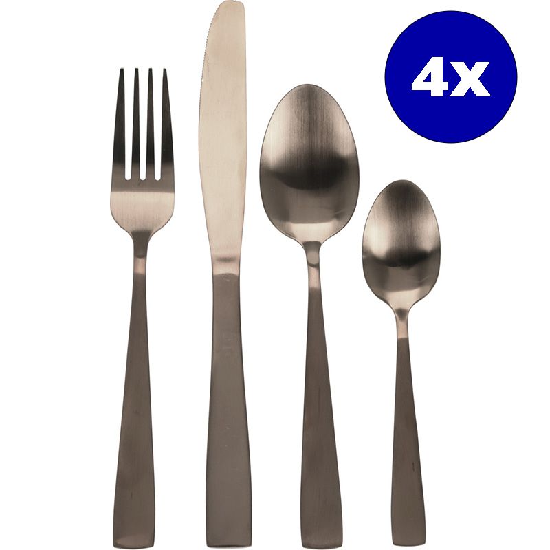 Excellent Houseware Cutlery Set 16-Piece – Luxury Stainless Steel in Matt Gold – Elegant & Stylish Tableware