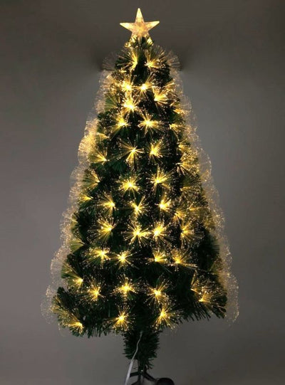 Kunstkerstboom 90 cm met Fiber Optic Verlichting – 90 LED – 8 Lichtstanden – Warm Wit – Inclusief Adapter