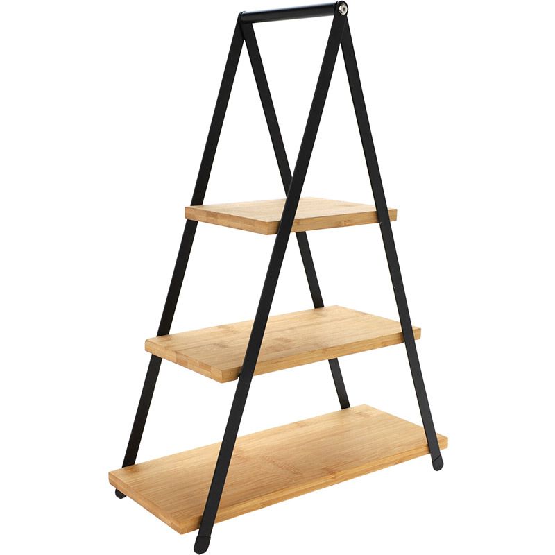 Excellent Houseware Etagère – 3 Lagen – Bamboe & Metaal – Hoogte 53 cm – Robuust & Stijlvol