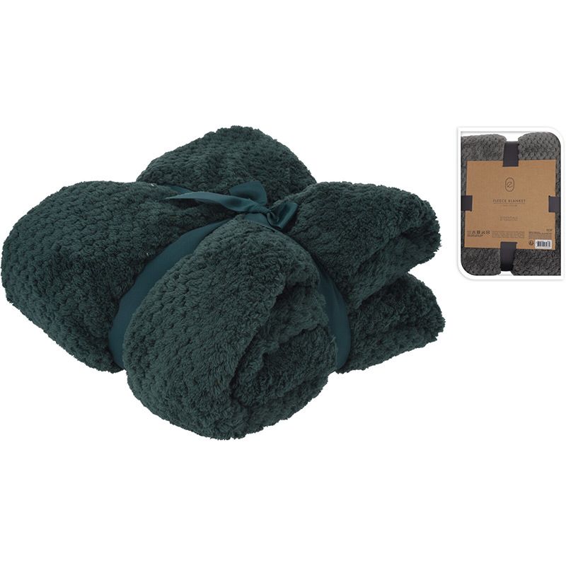 Fleece Deken 130x170 – Donkergroen – Zacht & Warm Polyester Plaid voor Bank en Bed