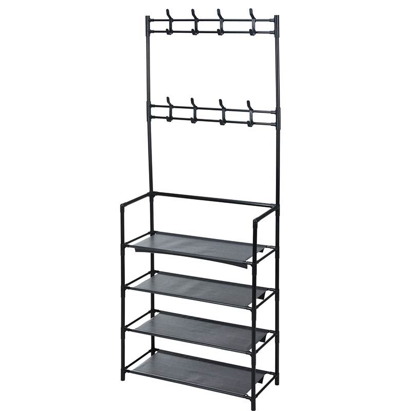Multifunctional Clothes Rack With Shoe Shelves & Coat Hooks – 60x26x155 cm – Compact, Durable, Stylish & Practical For Hallway, Bedroom or Children's Room