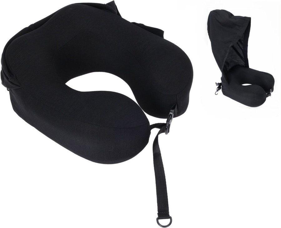 Neck Pillow Memory Foam with Hoodie – Black