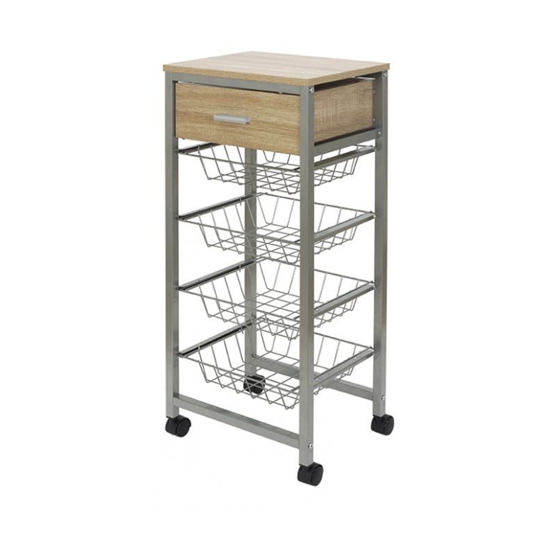 Duett Kitchen Trolley with Wheels – 4 Pull-Out Baskets & Drawer – Flexible, Practical & Stylish