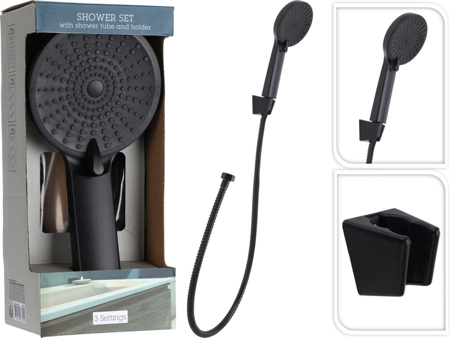 Bathroom Solutions Luxe Doucheset – Douchekop, 150 cm Doucheslang & Houder – 3 Spraystanden, Waterbesparend & Stijlvol Zwart voor Thuis of Spa