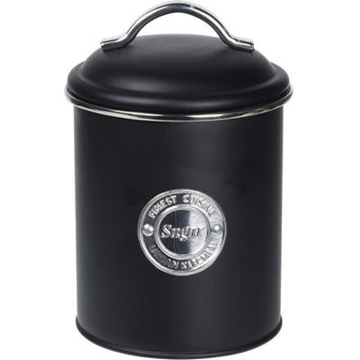 Excellent Houseware Storage Canisters – Set of 3 – Classic Black – Metal – Sugar, Tea & Coffee