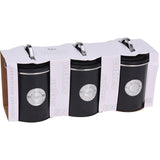 Excellent Houseware Voorraadbussen – Set van 3 – Klassiek Zwart – Metaal – Sugar, Tea & Coffee