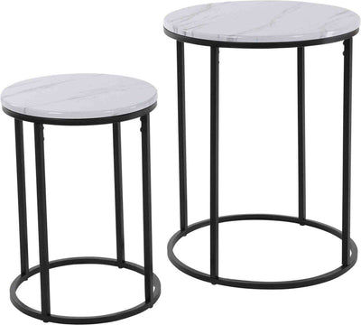 Trends4You Side Tables – Set of 2 | Luxury White Marble Look | Compact & Durable | Modern