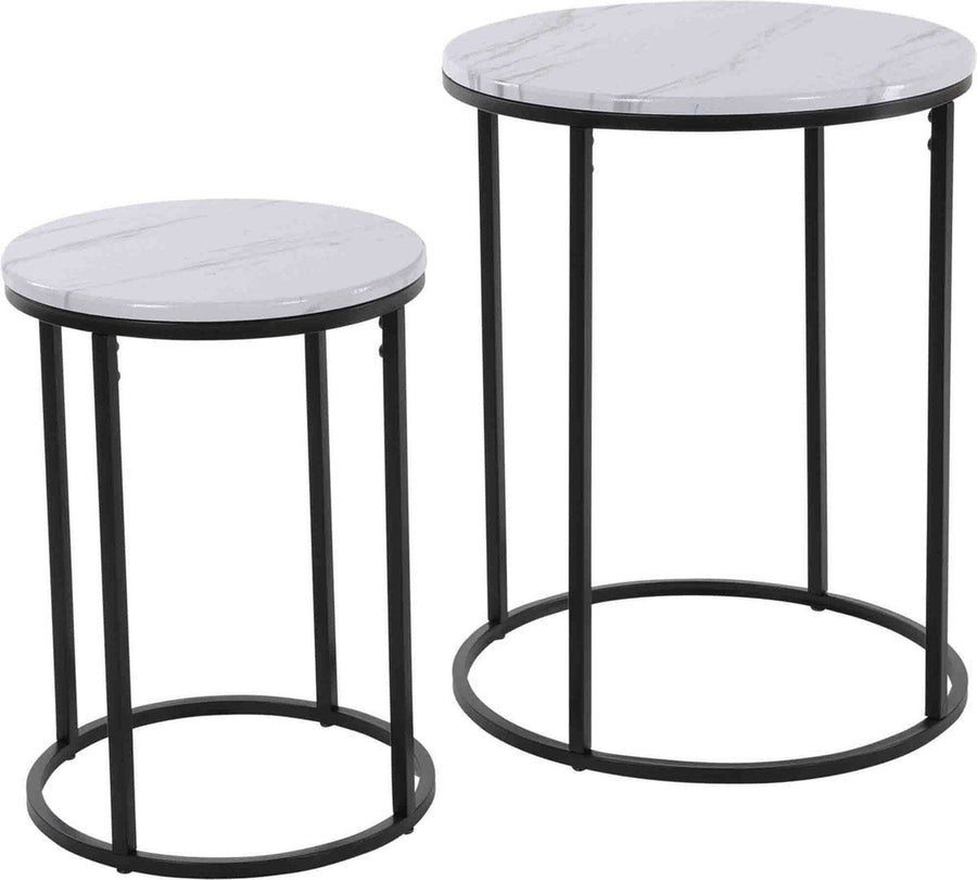 Trends4You Side Tables – Set of 2 | Luxury White Marble Look | Compact & Durable | Modern