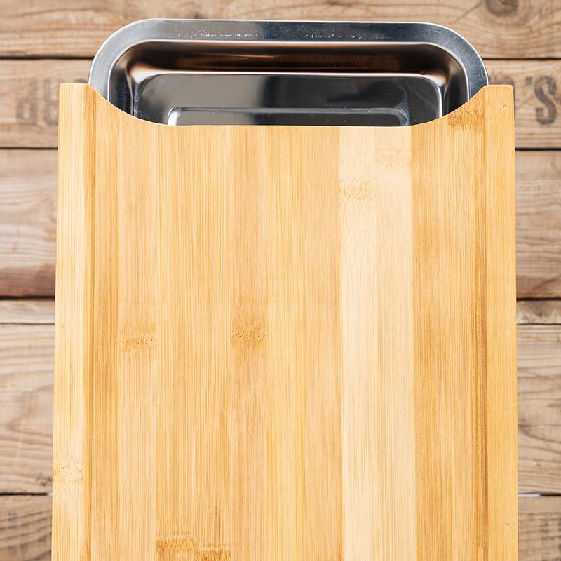 Cuisine Performance Bamboo Cutting Board with Stainless Steel Tray – Practical Kitchen Helper