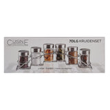 Cuisine Performance Spice Set – 7-Piece Spice Rack with 6 Glass Jars & Stainless Steel Twist Lid | Luxurious & Practical Kitchen Accessory