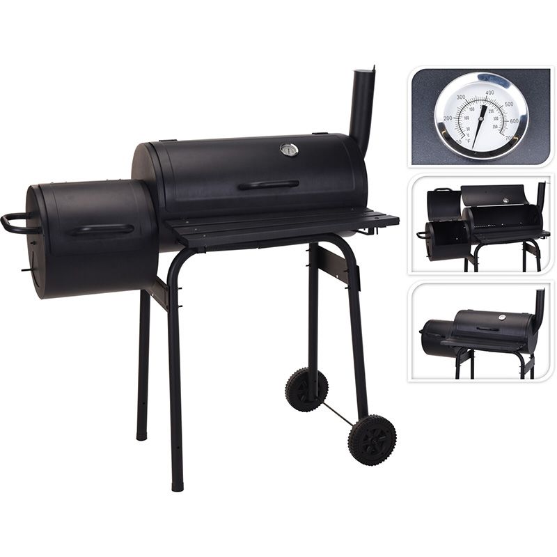 Vaggan Smoker BBQ Premium – 106x63x110 cm – Verrijdbaar, Houtskool & Briketten, Thermometer & GS-TÜV Gekeurd – Perfect Voor Authentieke Rooksmaak