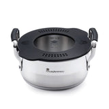 Bergner Masterpro Slim Pan With Silicone Lid – 16 cm Stainless Steel Pan | Healthy Cooking & Space-Saving Storage
