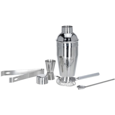 Premium 5-Piece Stainless Steel Cocktail Set – Shaker, Spoon, Muddler, Jigger & Ice Tongs – Durable, Stylish & Perfect For Home Bar and Parties