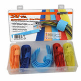 Brüder Mannesmann 50-Piece Hook and Loop Fastener Set – Reusable Colorful Cable Ties | With Storage Box – 18x2 cm, 5 Colors