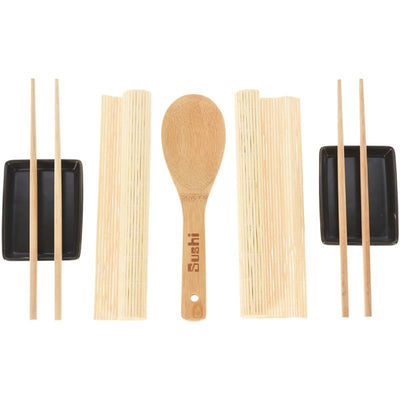Excellent Houseware Sushi Set – Bamboo & Ceramic | 7-piece | For 2 Persons | Complete Dinnerware
