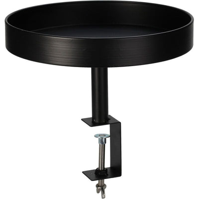 Premium Clip-On Tray Table – Ø28 cm Black Metal – Compact, Durable & Stylish For Tables from 1-6.5 cm – Perfect For Drinks, Snacks & Decoration