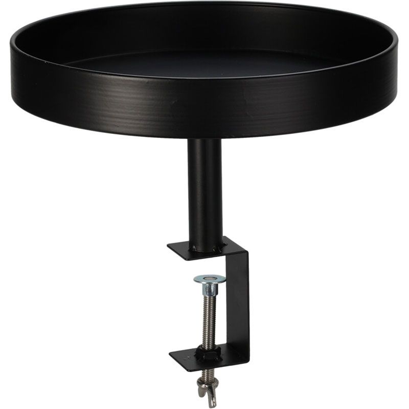 Premium Clip-On Tray Table – Ø28 cm Black Metal – Compact, Durable & Stylish For Tables from 1-6.5 cm – Perfect For Drinks, Snacks & Decoration