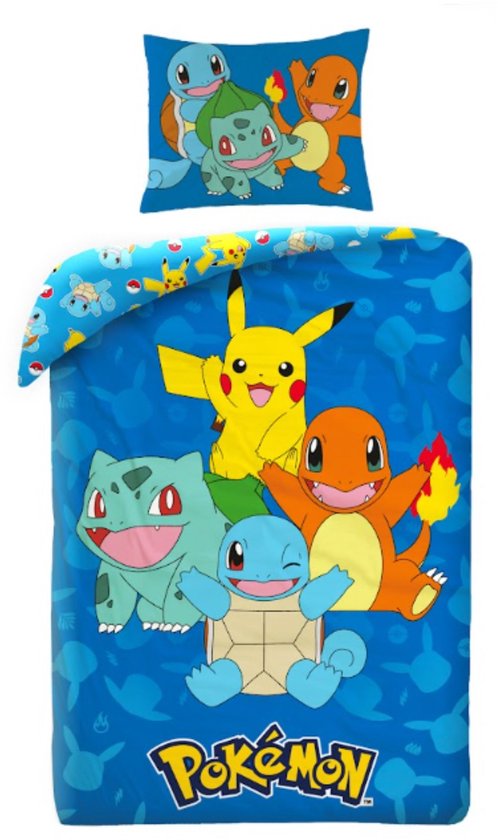 Pokémon Starters Dekbedovertrek - Eenpersoons - 140 x 200 cm