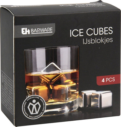 Excellent Houseware RVS IJsblokjes – 4 Stuks | Herbruikbaar, Snel Koelend & Nooit Meer Verwaterde Drinks