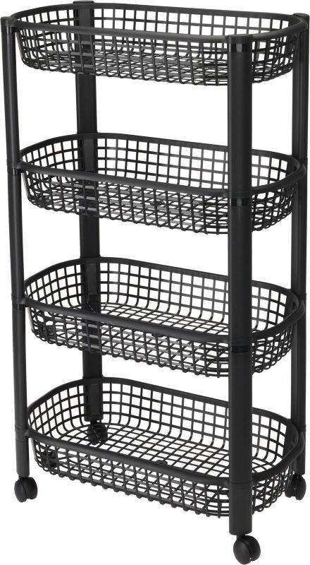 Kitchen Trolley 4 Wheels - Black