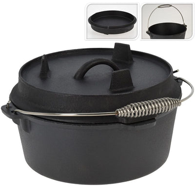 Dutch Oven Pan – 25 cm Cast Iron | Sturdy All-in-One Cooking Pot | Versatile Cooking For Oven, BBQ & Outdoors