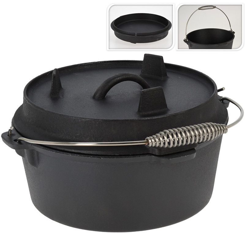 Dutch Oven Pan – 25 cm Cast Iron | Sturdy All-in-One Cooking Pot | Versatile Cooking For Oven, BBQ & Outdoors