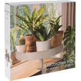 Premium Dienbladtafel Met Klem – Ø36 cm Taupe Metaal – Stijlvol, Duurzaam & Compact Voor Tafels 1-6,5 cm – Perfect Voor Drankjes, Snacks & Decoratie