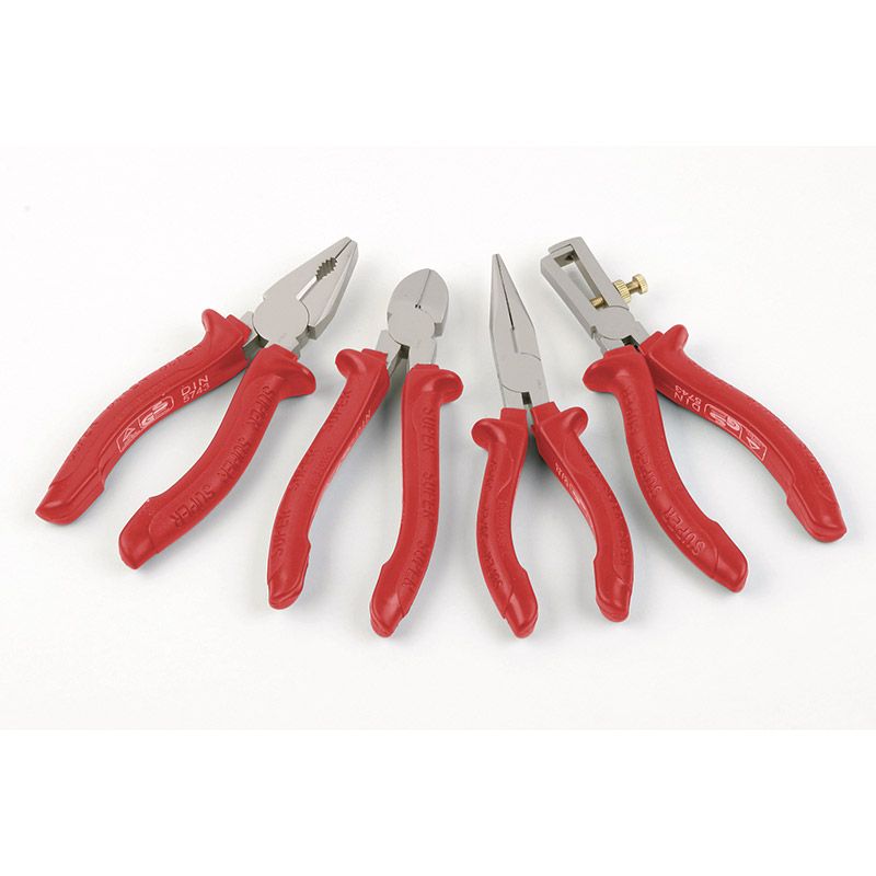 Meister Pliers Set 4-Piece – Combination Pliers, Long-Nose Pliers, Diagonal Cutters & Wire Stripper | Durable & Professional