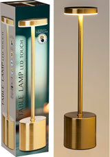 Dimmable Touch Table Lamp – 3-Color LED – USB Rechargeable – Luxury Gold Design – Compact & Stylish – 34 cm