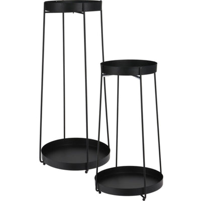 Trends4You Luxury Plant Stand Set – 2 Pieces (46 & 58 cm) | Modern Design, Strong Metal & Stylish Black | Perfect for Interior & Balcony