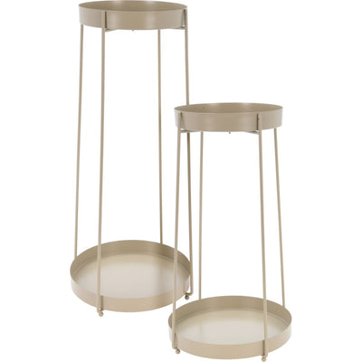 Luxury Plant Stand Set of 2 - Trends4You Metal - Heights 46 & 58 cm - Taupe - Elegant, Sturdy & Perfect For Interior Styling