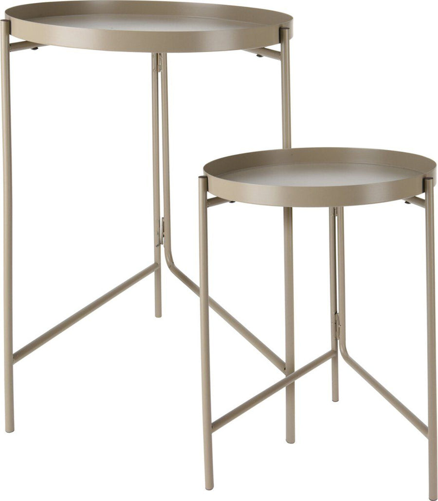Trends4You Designer Bijzettafels – Set van 2 – Taupe Metaal – Elegant, Robuust & Compact – Perfect voor Woonkamer & Slaapkamer