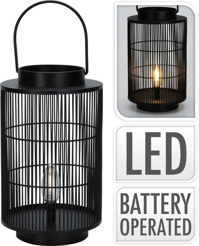 Lantern – Black Metal, 30 cm (LED, battery-powered)
