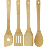 Excellent Houseware EcoStyle Bamboo Kitchen Utensil Set – 5-Piece – Sustainable Wooden Spatulas With Holder