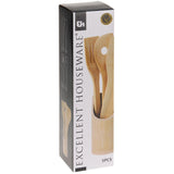 Excellent Houseware EcoStyle Bamboo Kitchen Utensil Set – 5-Piece – Sustainable Wooden Spatulas With Holder
