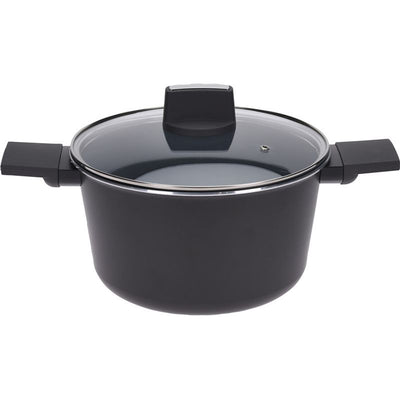 Excellent Houseware Ultra-Duurzame Braadpan Ø24 cm – Aluminium – Keramische Non-Stick – Glazen Deksel – Soft Touch Handgreep – Geschikt Voor Alle Warmtebronnen