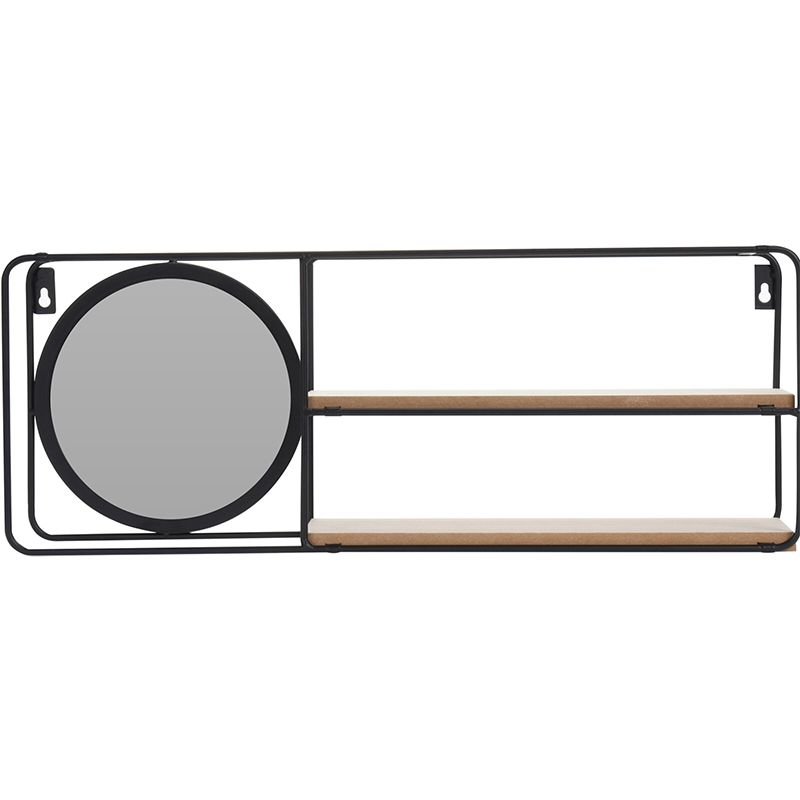 Essentieel, Modern & Handig! Wandrek met Spiegel – 2 Planken | Stevig MDF & Metaal – Perfect voor Elke Ruimte