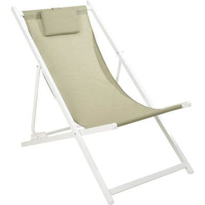 Luxe Inklapbare Ligstoel Wit-Groen | Verstelbare Tuin- & Strandstoel voor Maximale Ontspanning