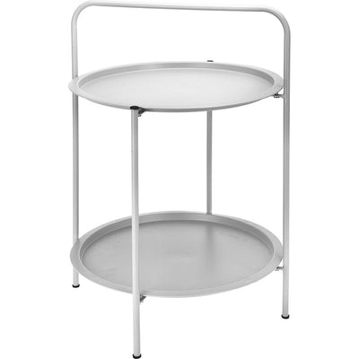 Ambiance Luxe 2-Laagse Bijzettafel – 50 cm Lichtgrijs Gepoedercoat Metaal | Stijlvol, Ruim & Duurzaam