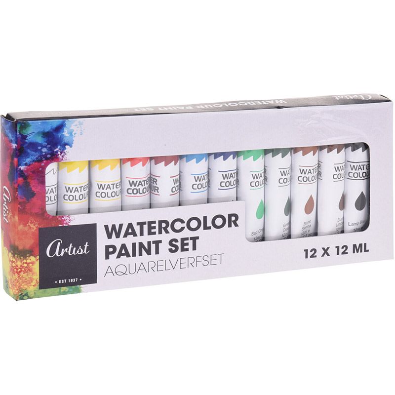 Artist Watercolor Paint 12 Tubes – High-Quality Watercolor Paint in 12ml Tubes – Creative & Durable