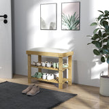Bamboo Shoe Bench with storage 60x29x49 cm Cream