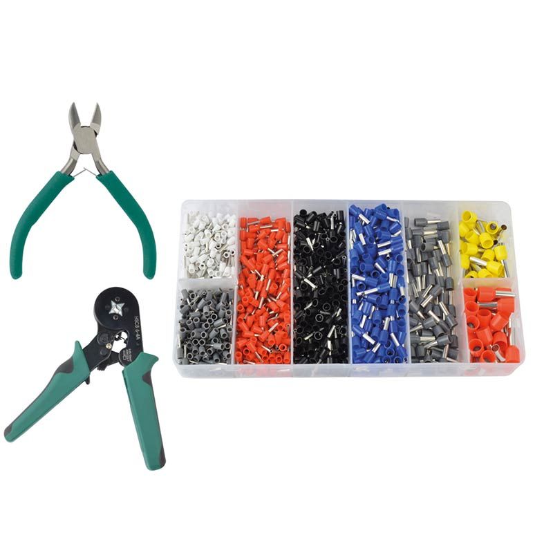 Brüder Mannesmann M10999 Greenline Cable Lug Set – Complete 1200-piece Set with Self-Adjusting Crimping Pliers, Electronics Side Cutter & Ferrule Terminals – Durable & Professional