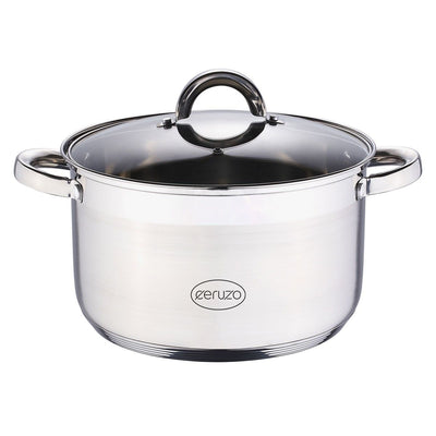 Premium Ceruzo Saucepan 6.3L – Stainless Steel, All Heat Sources – Large Capacity, Comfortable Handle & Steaming Lid