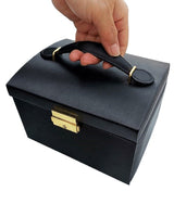 Ceruzo Luxury Jewelry Box with Mirror – Black PU Leather Jewelry Case, 3 Layers & 12 Compartments – Perfect for Rings, Necklaces & Bracelets