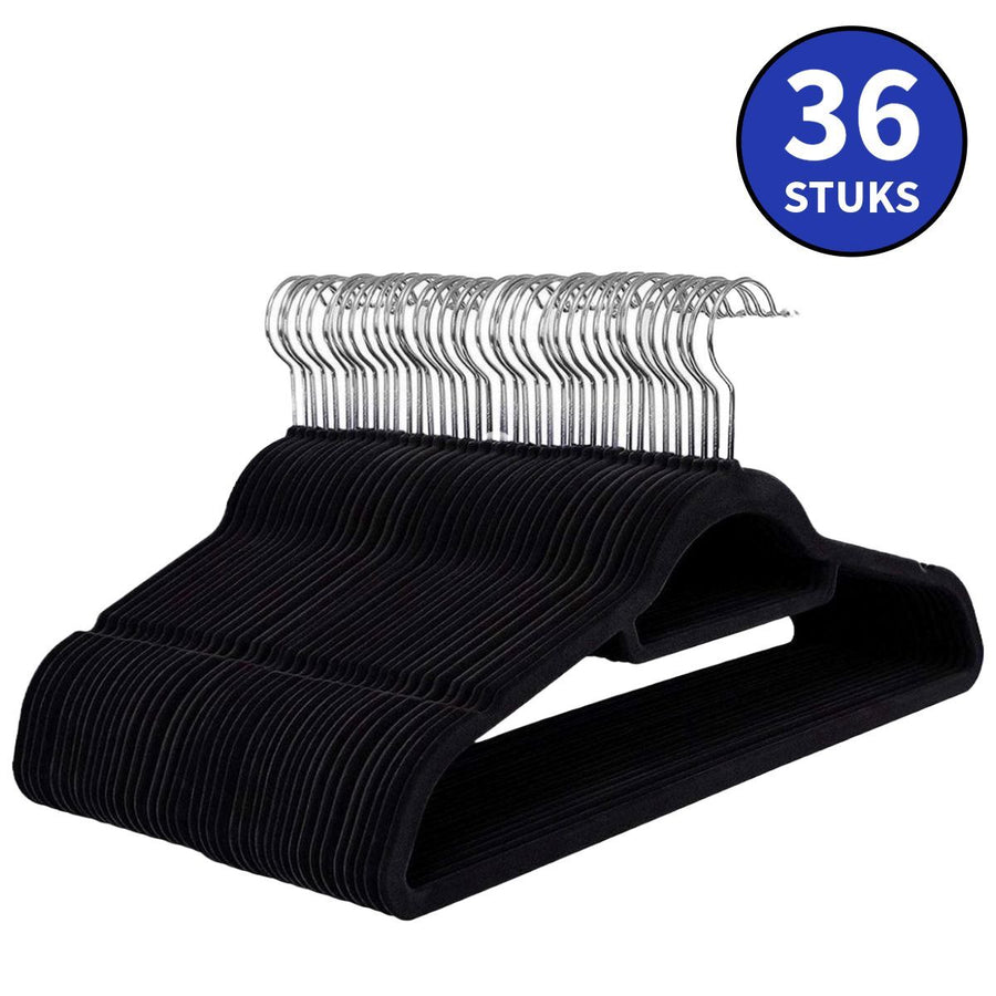 Ceruzo Set van 36 Anti-Slip Kledinghangers – Met Broeklat – Zwart | Ruimtebesparend & Beschermend