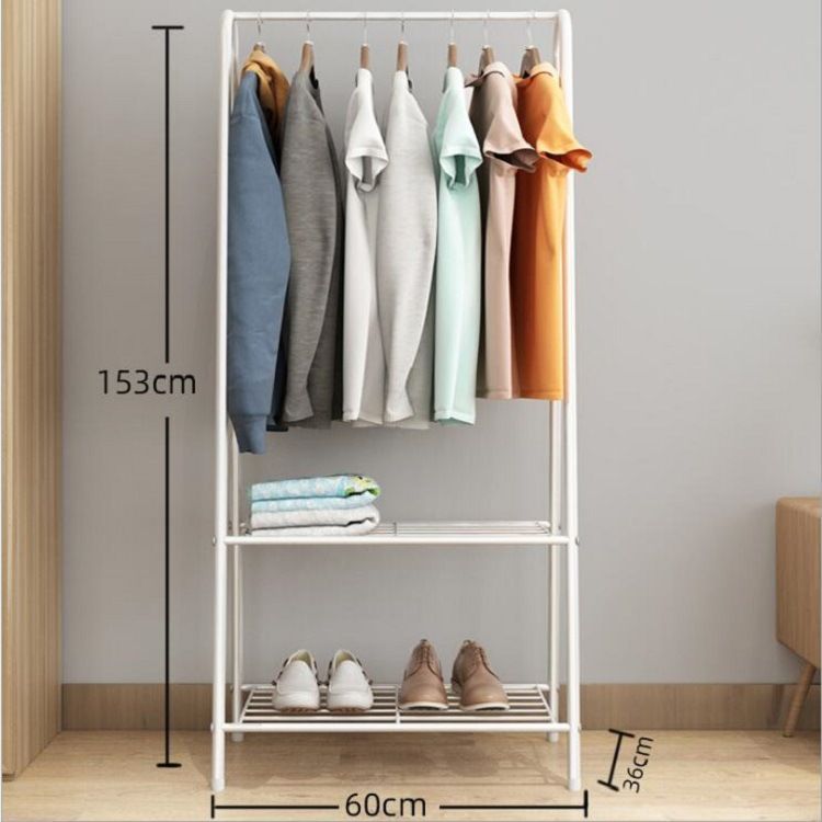 Ceruzo Clothes Rack with Shoe Rack - Metal - White - 152 cm High - 60 cm Wide