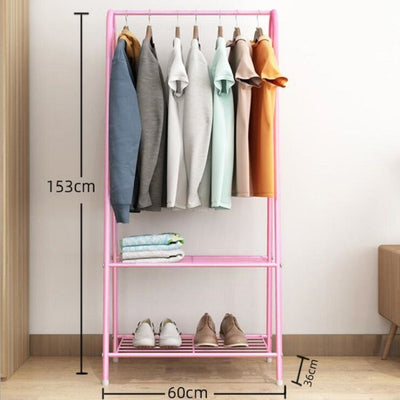 Ceruzo Clothes Rack with Shoe Rack - Metal - Pink - 152 Cm High - 60 Cm Wide