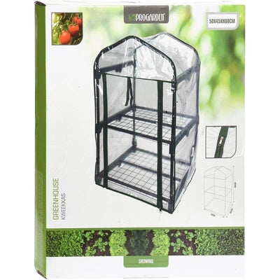 Progarden Greenhouse – 2 Tiers – 50x45x80 cm – Transparent PVC Greenhouse – Durable Metal Frame – Roll-up Door