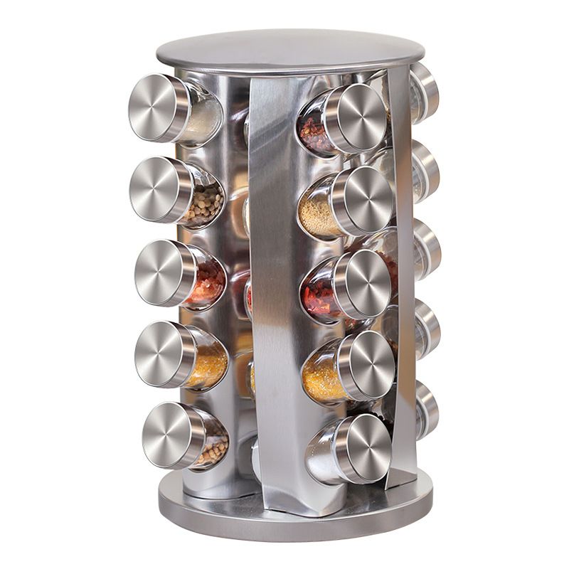 Ceruzo Rotating Spice Rack - Spice Carousel - 20 Spice Jars - Stainless Steel
